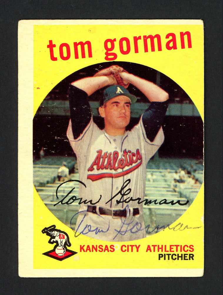 Tom Gorman Autographed 1959 Topps Card #449 Kansas City A's SKU #164384 - RSA
