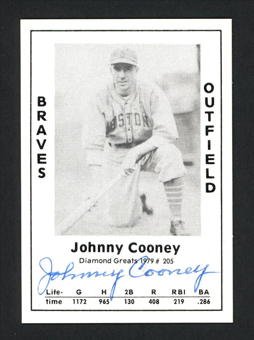Johnny Cooney Autographed 1979 Diamond Greats Card #205 Boston Braves SKU #166300 - RSA