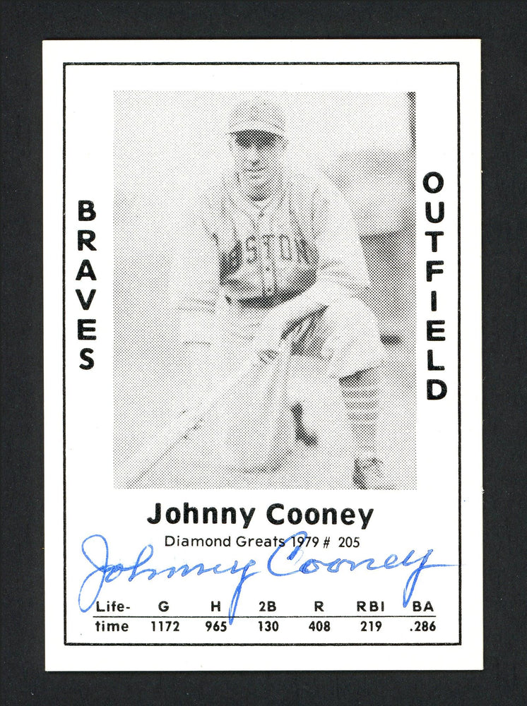 Johnny Cooney Autographed 1979 Diamond Greats Card #205 Boston Braves SKU #166300 - RSA