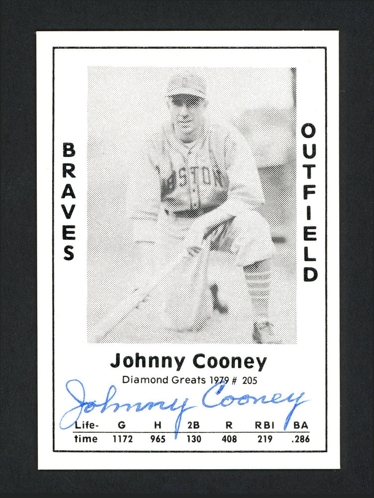 Johnny Cooney Autographed 1979 Diamond Greats Card #205 Boston Braves SKU #166301 - RSA