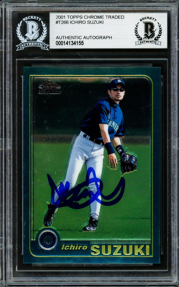 Ichiro Suzuki Autographed 2001 Topps Chrome Traded Rookie Card #T266 Seattle Mariners Beckett BAS #14134155 - RSA