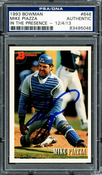 Mike Piazza Autographed 1993 Bowman Rookie Card #646 Los Angeles Dodgers PSA/DNA #83495046 - RSA