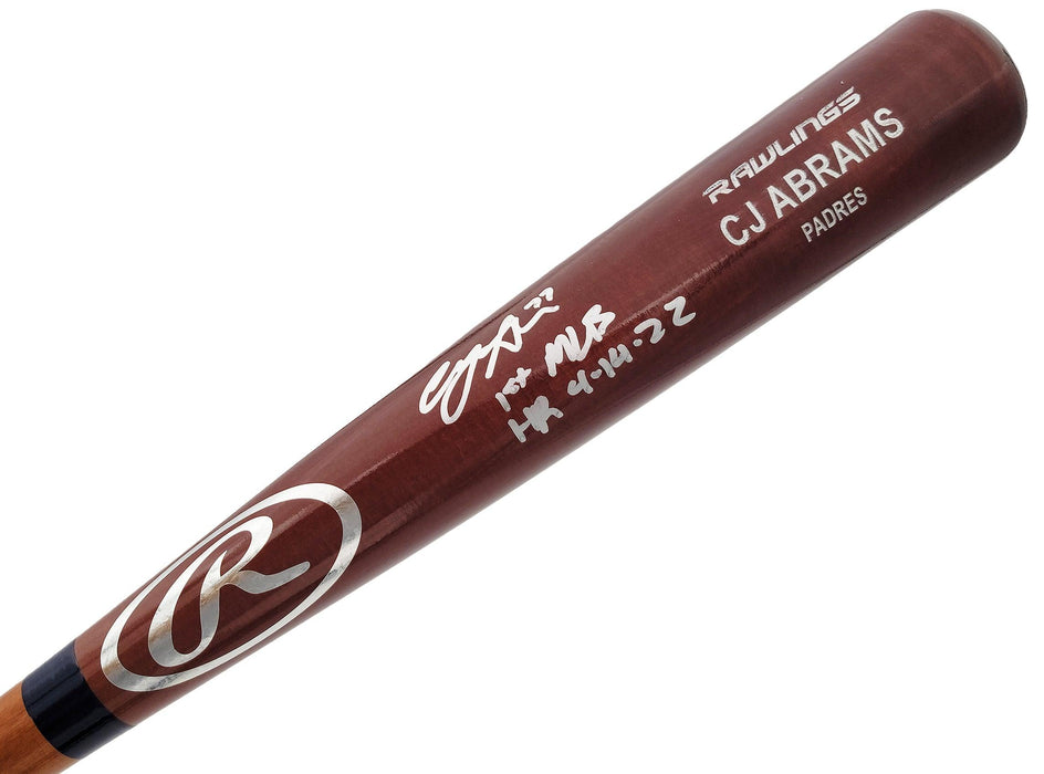 CJ Abrams Autographed Brown Rawlings Game Model Bat San Diego Padres "1st MLB HR 4-14-22" Beckett BAS QR Stock #203558 - RSA