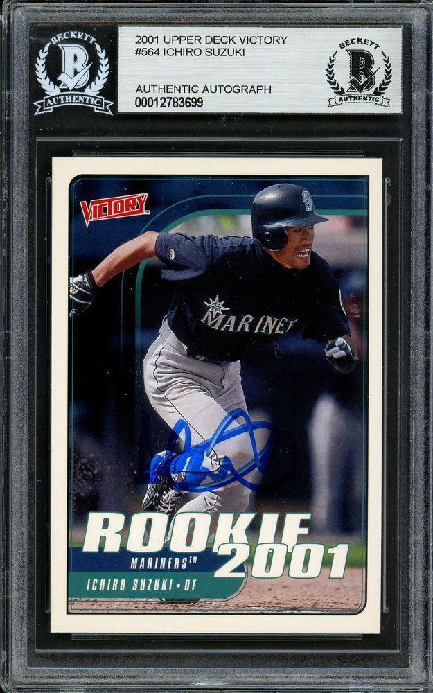 Ichiro Suzuki Autographed 2001 Upper Deck Victory Rookie Card #564 Seattle Mariners Beckett BAS Stock #194126 - RSA