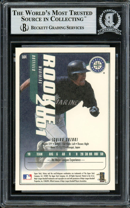 Ichiro Suzuki Autographed 2001 Upper Deck Victory Rookie Card #564 Seattle Mariners Beckett BAS Stock #194126 - RSA