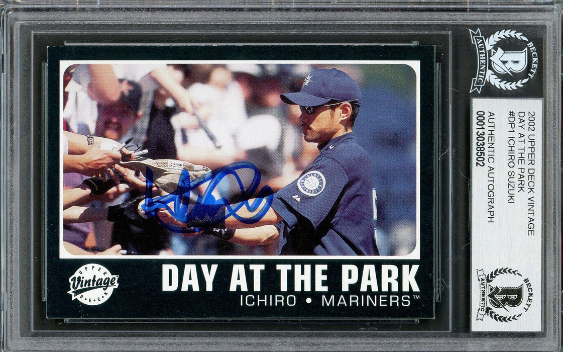 Ichiro Suzuki Autographed 2002 Upper Deck Vintage Day At The Park Card #DP1 Seattle Mariners Beckett BAS #13038502 - RSA