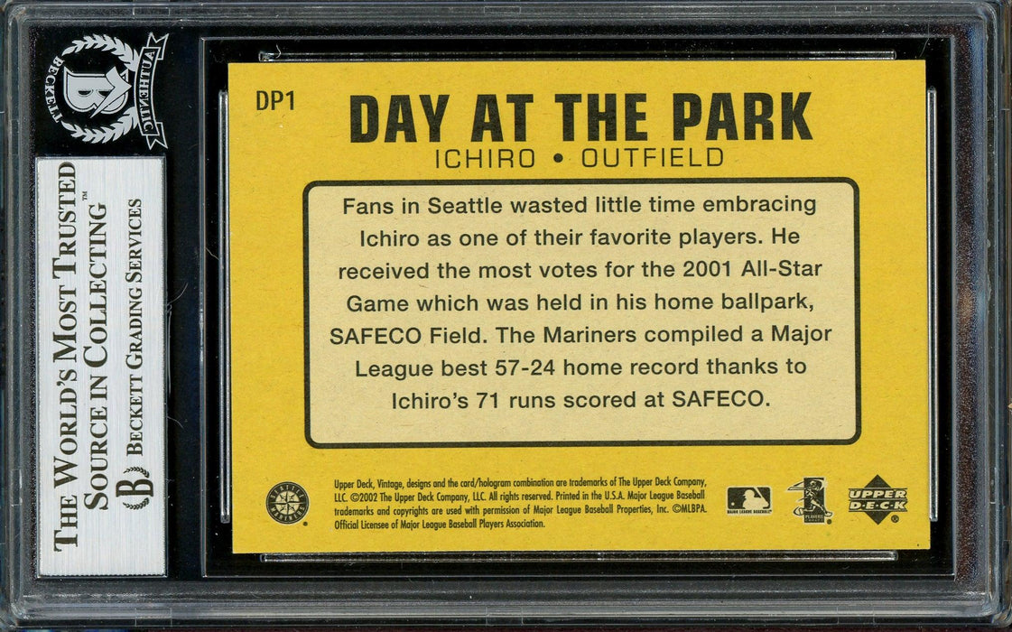 Ichiro Suzuki Autographed 2002 Upper Deck Vintage Day At The Park Card #DP1 Seattle Mariners Beckett BAS #13038502 - RSA