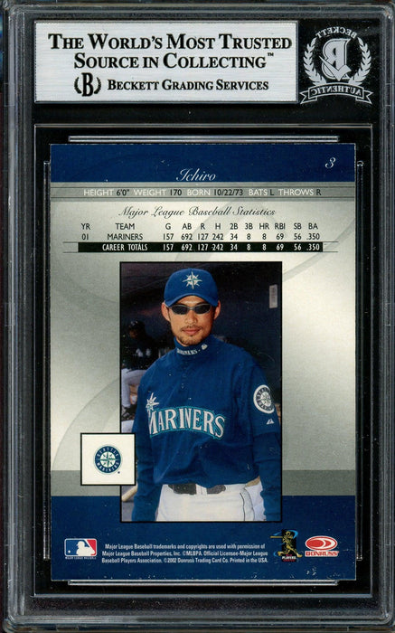 Ichiro Suzuki Autographed 2002 Donruss Elite Card #3 Seattle Mariners Beckett BAS Stock #194195 - RSA