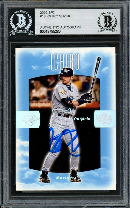 Ichiro Suzuki Autographed 2002 Upper Deck Sweet Spot Card #13 Seattle Mariners Beckett BAS Stock #194198 - RSA