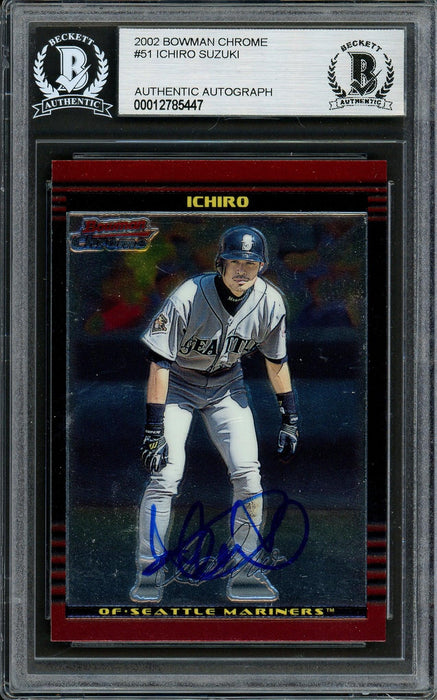 Ichiro Suzuki Autographed 2002 Bowman Chrome Card #51 Seattle Mariners Beckett BAS #12785447 - RSA