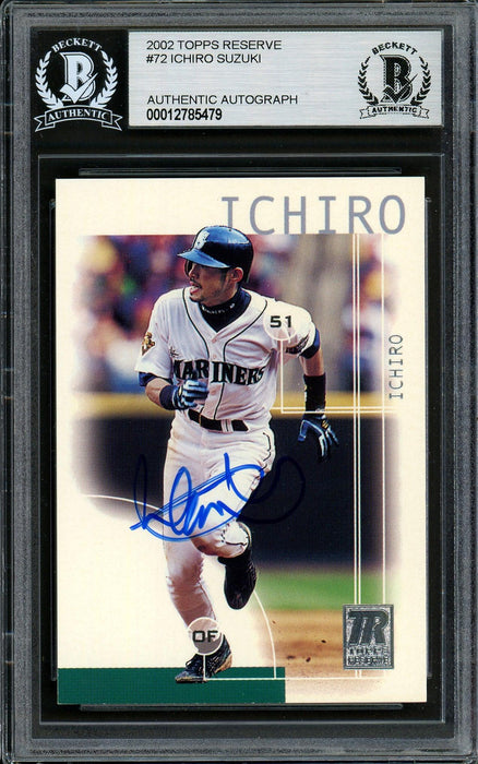 Ichiro Suzuki Autographed 2002 Topps Reserve Card #72 Seattle Mariners Beckett BAS #12785479 - RSA