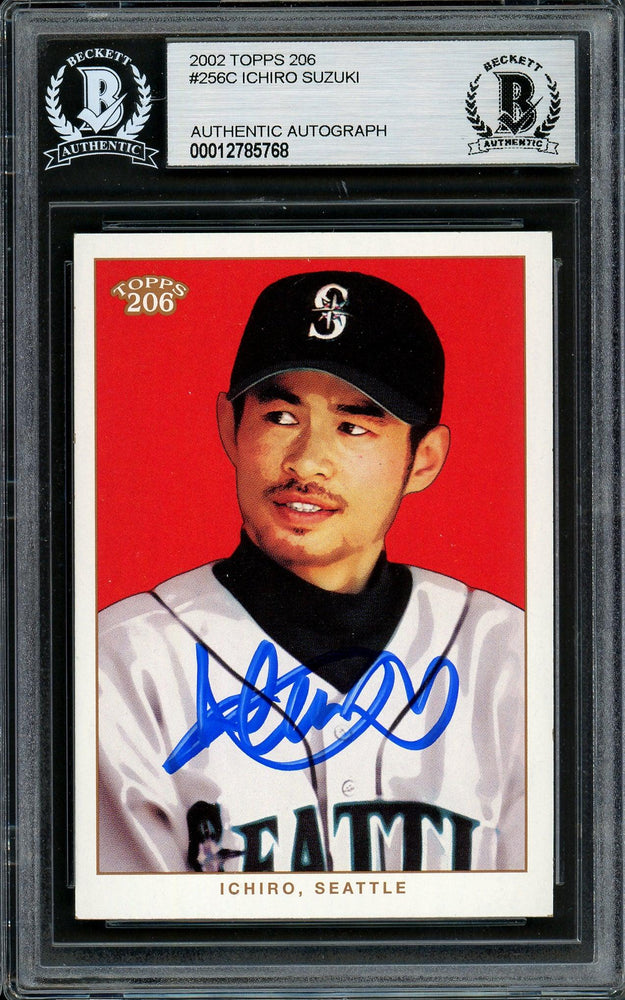 Ichiro Suzuki Autographed 2002 Topps 206 Card #256C Seattle Mariners Beckett BAS Stock #194230 - RSA