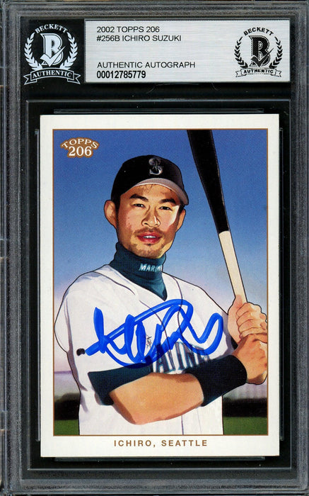 Ichiro Suzuki Autographed 2002 Topps 206 Card #256B Seattle Mariners Beckett BAS Stock #194231 - RSA