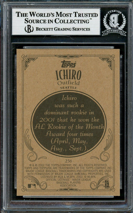 Ichiro Suzuki Autographed 2002 Topps 206 Card #256B Seattle Mariners Beckett BAS Stock #194231 - RSA