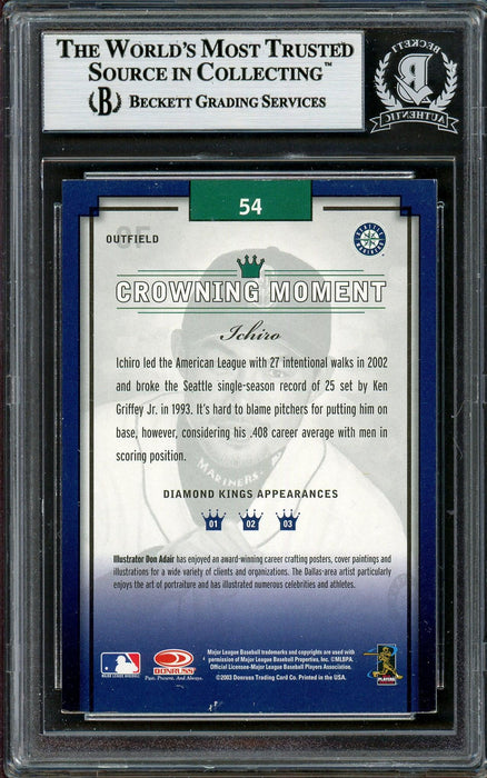 Ichiro Suzuki Autographed 2003 Donruss Diamond Kings Card #54 Seattle Mariners Beckett BAS Stock #194253 - RSA