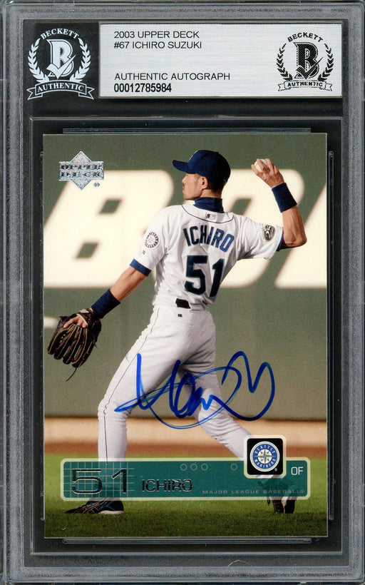 Ichiro Suzuki Autographed 2003 Upper Deck Card #67 Seattle Mariners Beckett BAS Stock #194259 - RSA