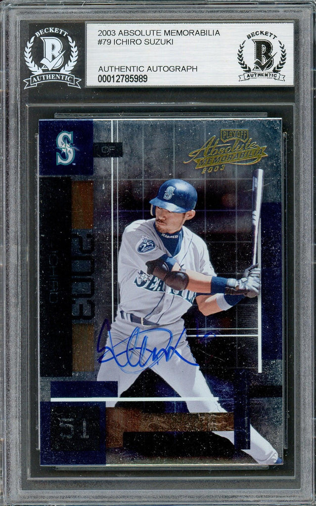 Ichiro Suzuki Autographed 2003 Playoff Absolute Memorabilia Card #79 Seattle Mariners Beckett BAS Stock #194261 - RSA