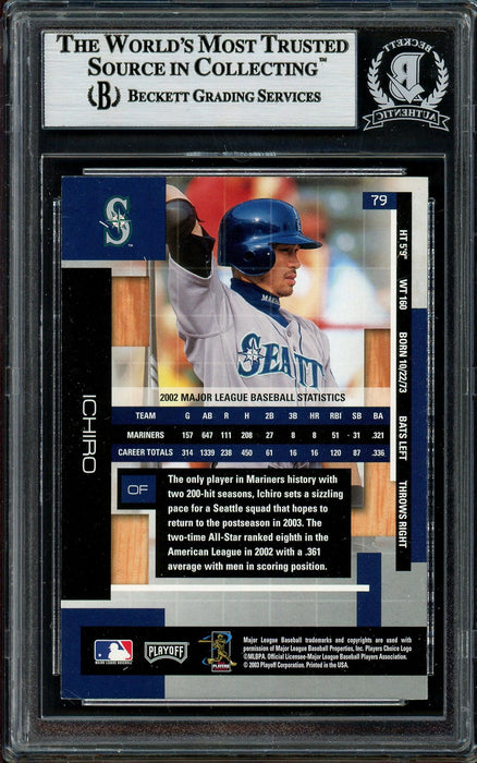 Ichiro Suzuki Autographed 2003 Playoff Absolute Memorabilia Card #79 Seattle Mariners Beckett BAS Stock #194261 - RSA
