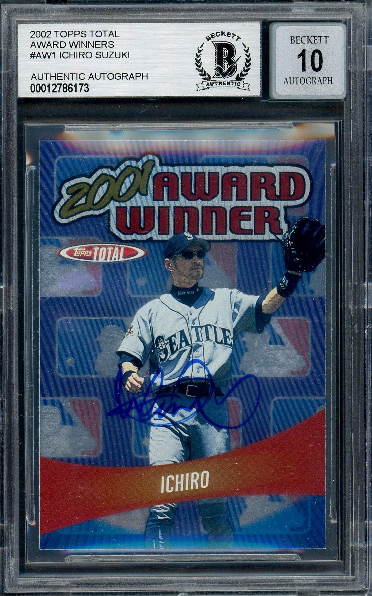Ichiro Suzuki Autographed 2002 Topps Total 2001 Award Winner Card
