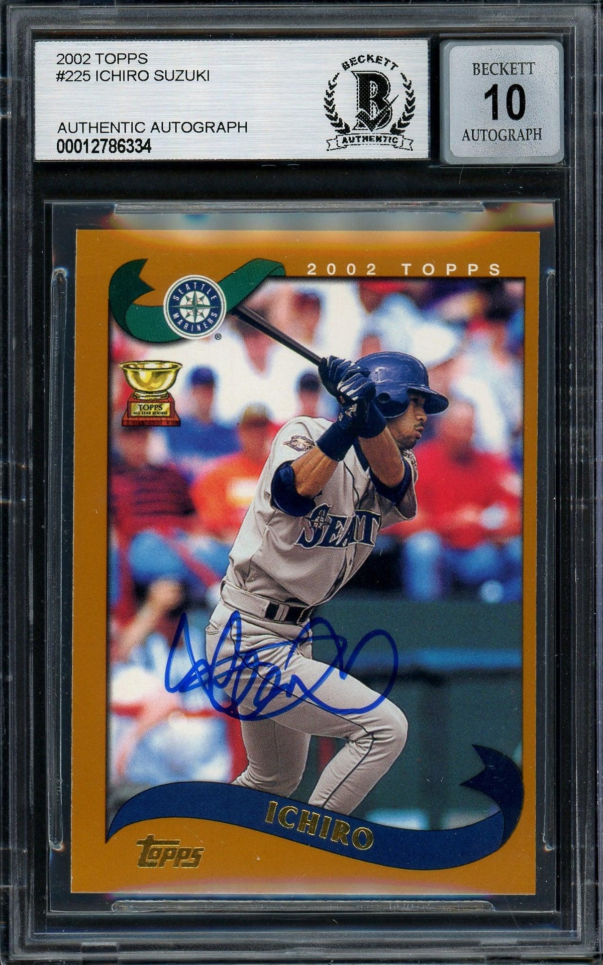 Ichiro Suzuki Autographed 2002 Topps Card #225 Seattle Mariners