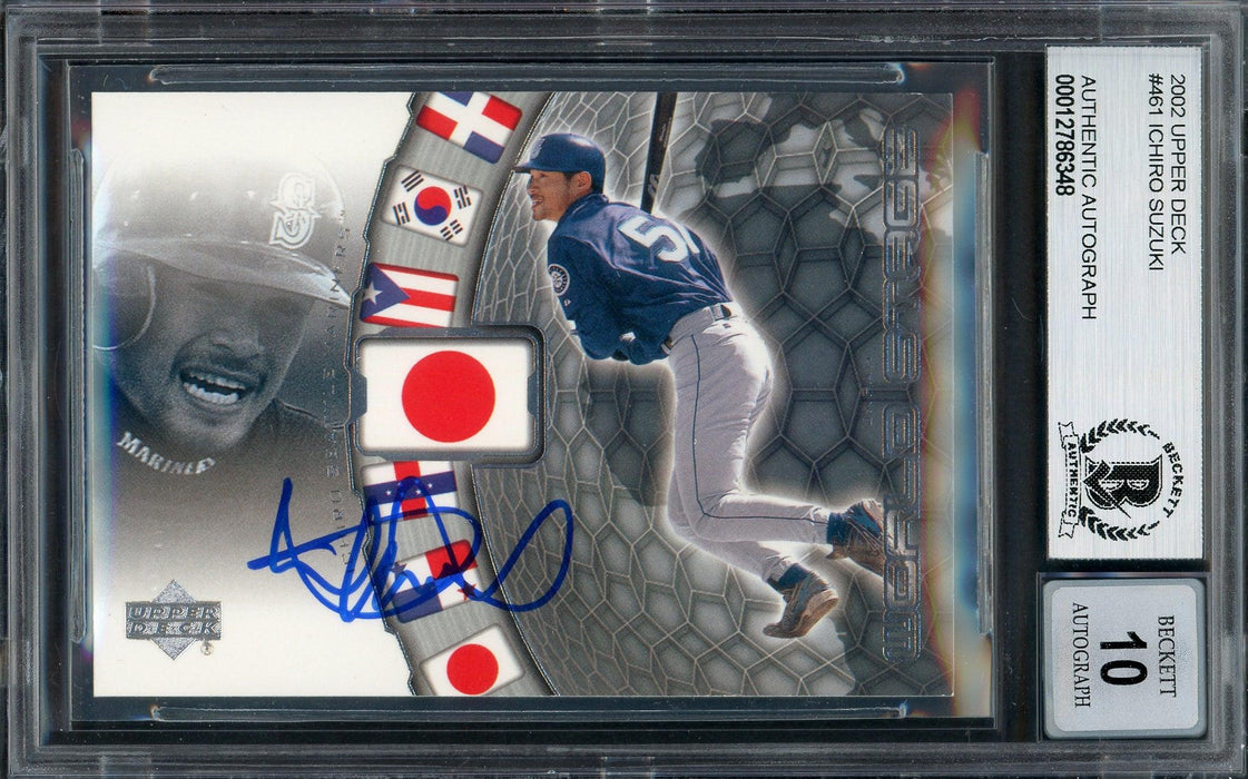 Ichiro Suzuki Autographed 2002 Upper Deck World Stars Card #461 Seattle Mariners Auto Grade Gem Mint 10 Beckett BAS #12786348 - RSA