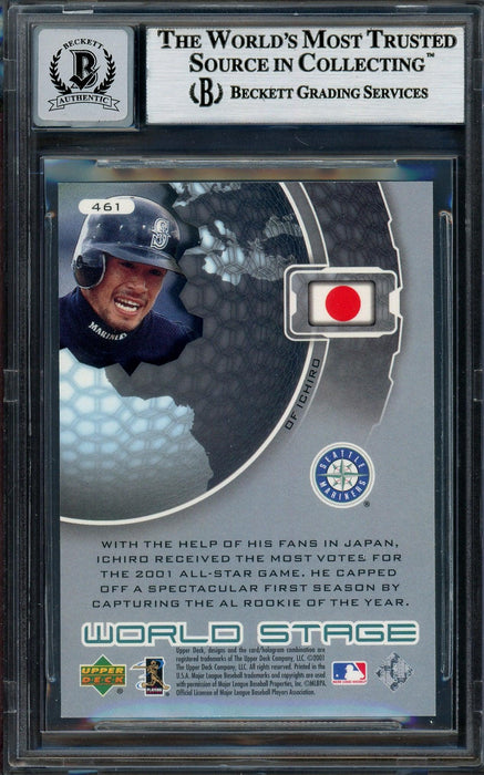 Ichiro Suzuki Autographed 2002 Upper Deck World Stars Card #461 Seattle Mariners Auto Grade Gem Mint 10 Beckett BAS #12786348 - RSA