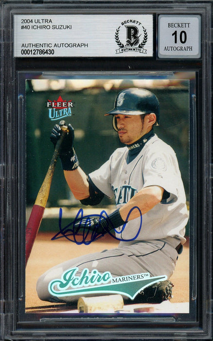 Ichiro Suzuki Autographed 2004 Fleer Ultra Card #40 Seattle Mariners Auto Grade Gem Mint 10 Beckett BAS #12786430 - RSA