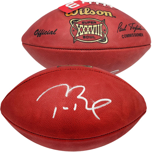 Tom Brady Autographed Official NFL Leather Super Bowl XXXVIII Logo Football Fanatics Holo #AA0104113 - RSA