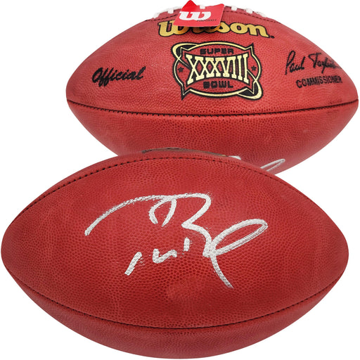 Tom Brady Autographed Official NFL Leather Super Bowl XXXVIII Logo Football Fanatics Holo #AA0104111 - RSA