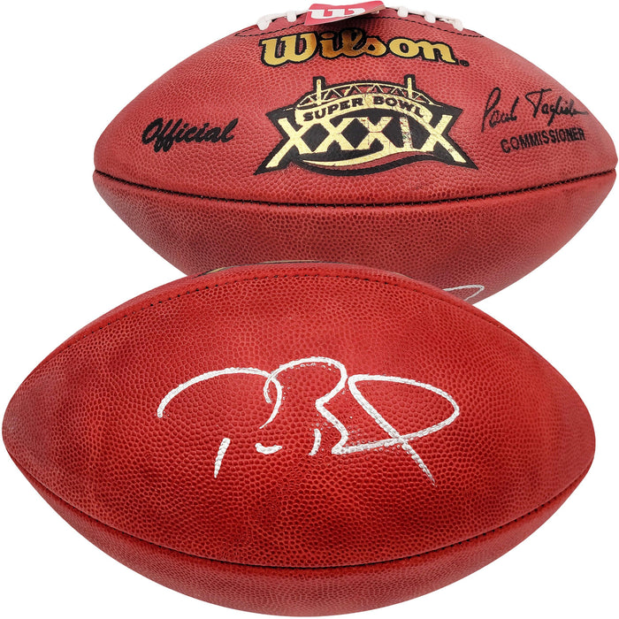 Tom Brady Autographed Official NFL Leather Super Bowl XXXIX Logo Football Fanatics Holo #AA0104084 - RSA