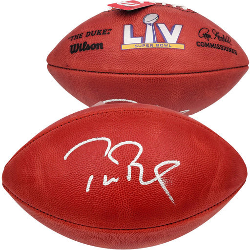Tom Brady Autographed Official NFL Leather Super Bowl LV Logo Football Fanatics Holo #AA0104045 - RSA