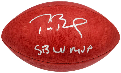 Tom Brady Autographed Official NFL Leather Super Bowl LV Logo Football "SB LV MVP" Fanatics Holo #AA0104061 - RSA