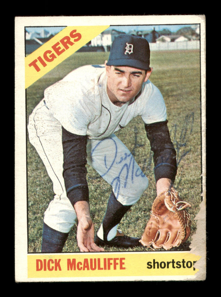 Dick McAuliffe Autographed 1966 Topps Card #495 Detroit Tigers (Damaged) SKU #203990 - RSA