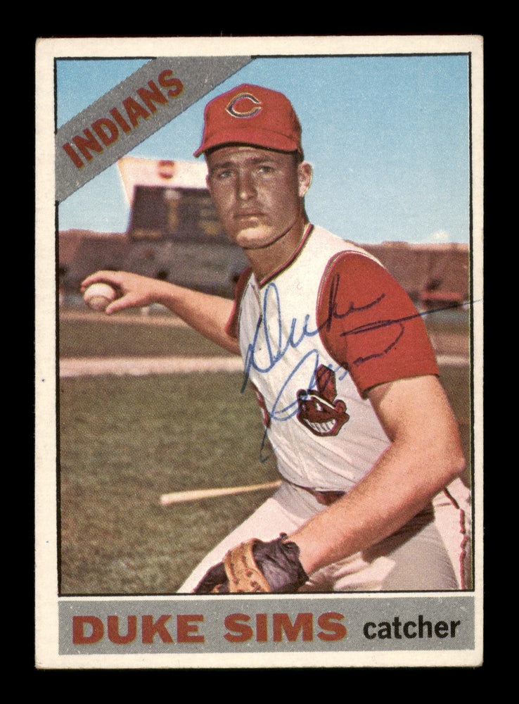 Duke Sims Autographed 1966 Topps Card #169 Cleveland Indians SKU #203995 - RSA