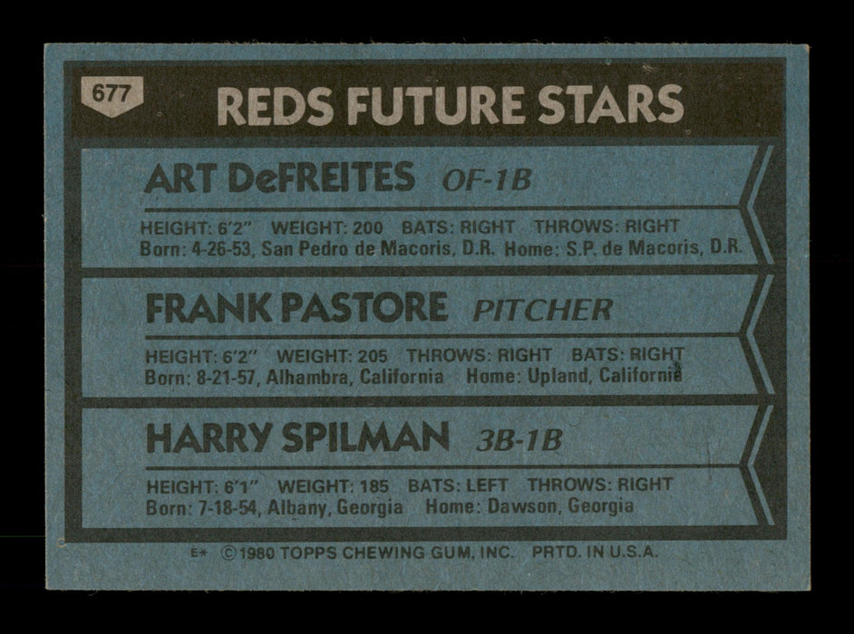 Art DeFreites Autographed 1980 Topps Card #677 Cincinnati Reds SKU #203999 - RSA