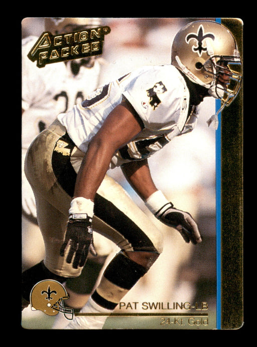 Pat Swilling Autographed 1992 Action Packed 24-KT Card #6 New Orleans Saints SKU #204027 - RSA