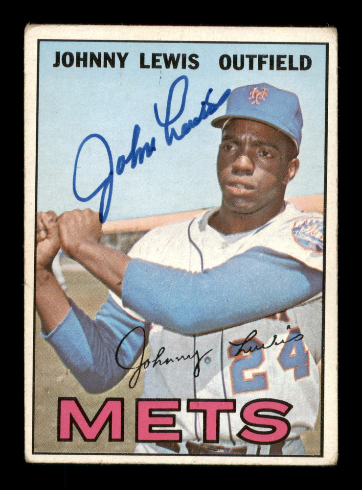 Johnny Lewis Autographed 1967 Topps Card #91 New York Mets SKU #204108 - RSA