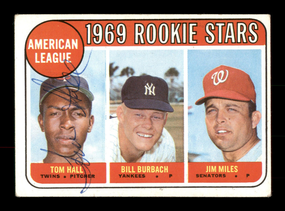 Tom Hall Autographed 1969 Topps Rookie Card #658 Minnesota Twins SKU #204154 - RSA