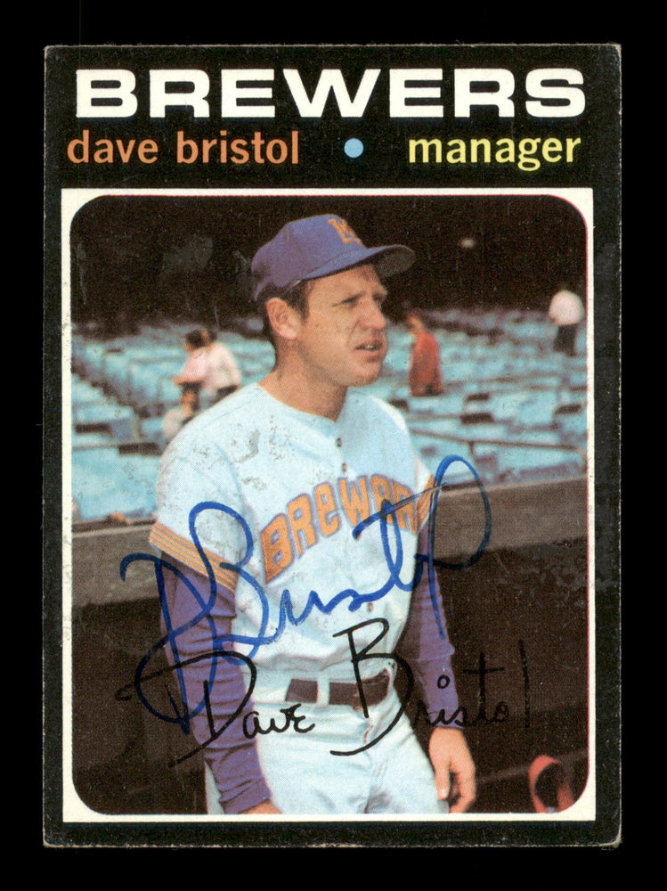 Dave Bristol Autographed 1971 Topps Card #637 Milwaukee Brewers SKU #204222 - RSA