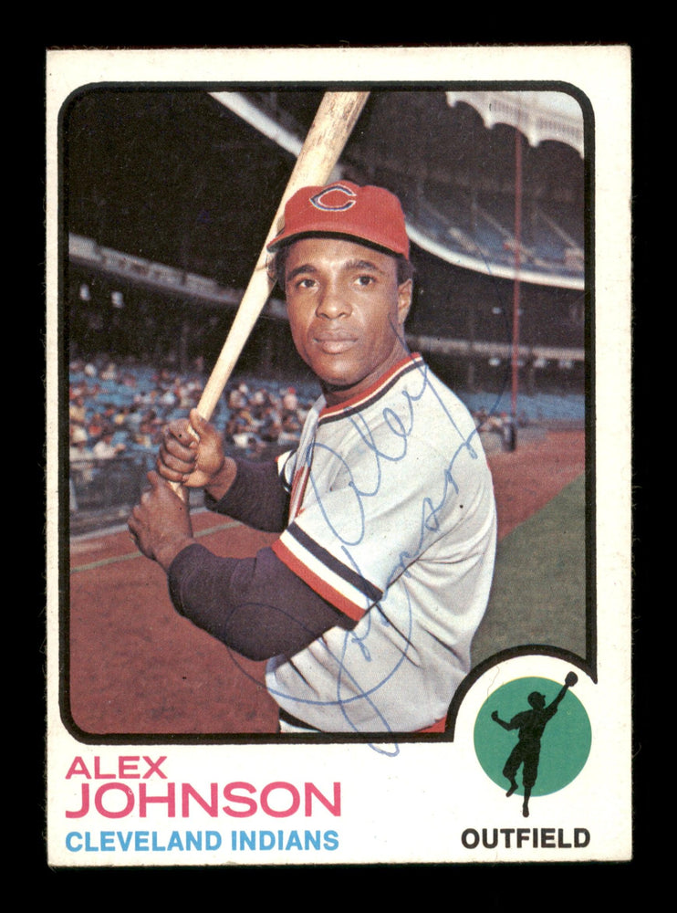 Alex Johnson Autographed 1973 Topps Card #425 Cleveland Indians SKU #204335 - RSA