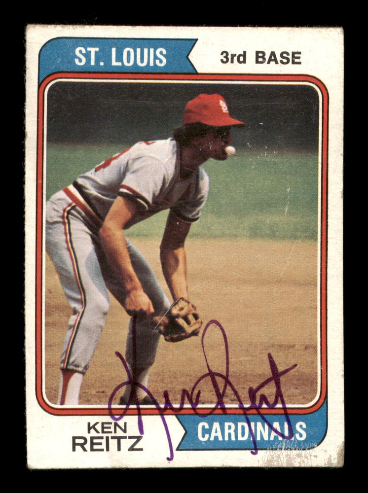 Ken Reitz Autographed 1974 Topps Card #372 St. Louis Cardinals SKU #204370 - RSA