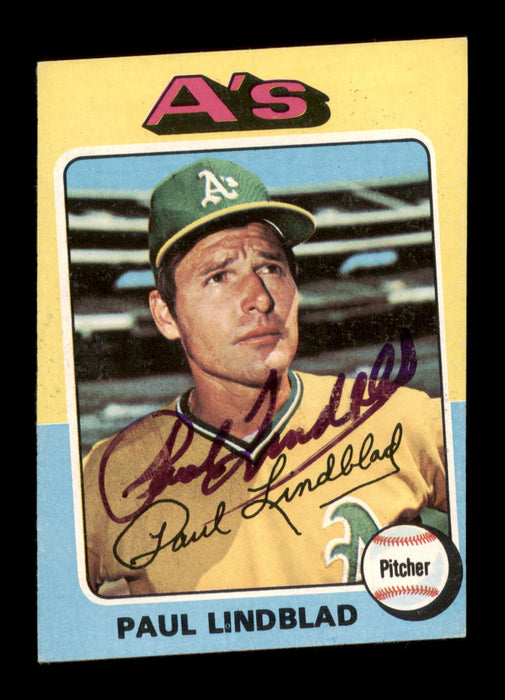 Paul Lindblad Autographed 1975 Topps Mini Card #278 Oakland A's SKU #204437 - RSA
