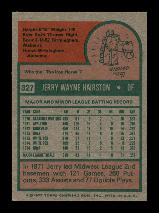 Jerry Hairston Autographed 1975 Topps Mini Card #327 Chicago White Sox SKU #204452 - RSA