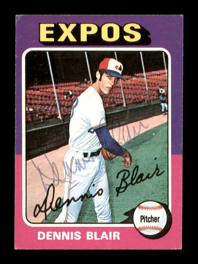 Dennis Blair Autographed 1975 Topps Mini Card #521 Montreal Expos SKU #204486 - RSA