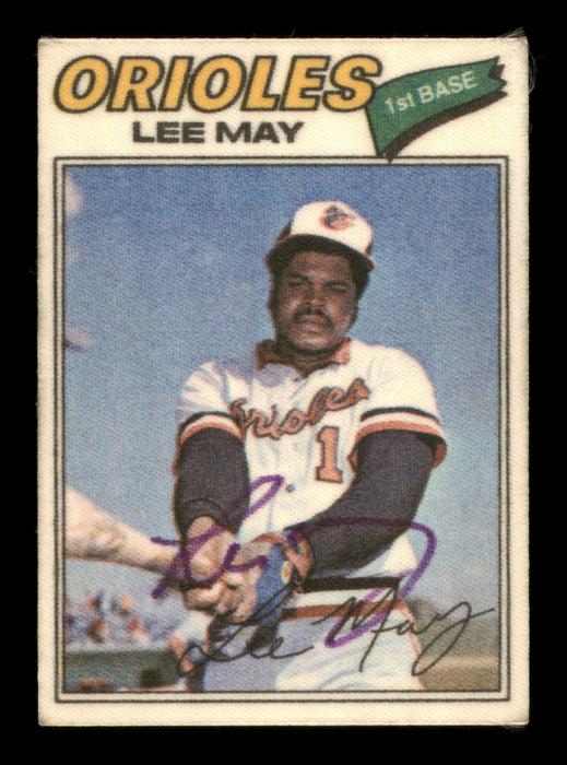 Lee May Autographed 1977 Topps Stickers Card #26 Baltimore Orioles SKU #204966 - RSA