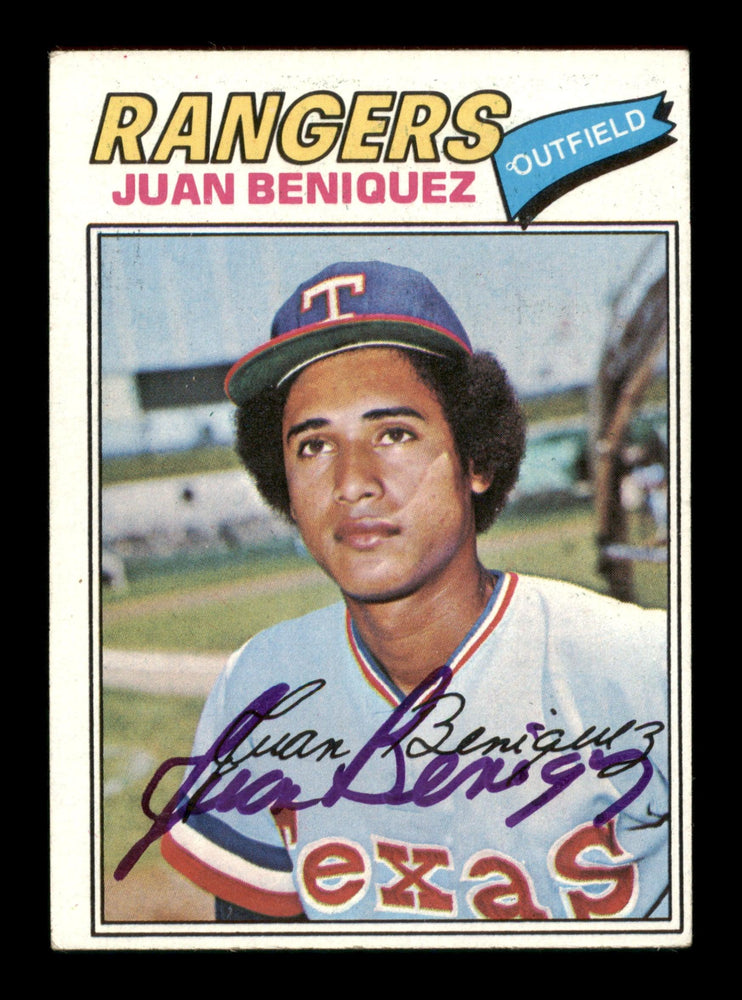 Juan Beniquez Autographed 1977 Topps Card #81 Texas Rangers SKU #205013 - RSA