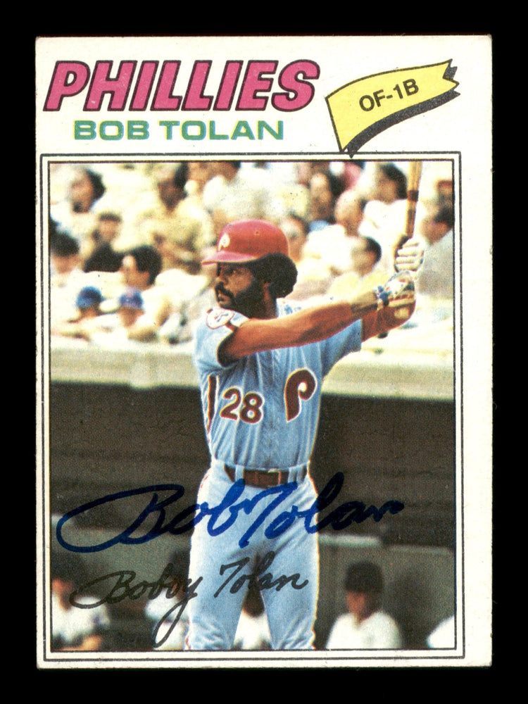 Bobby Tolan Autographed 1977 Topps Card #188 Philadelphia Phillies SKU #205066 - RSA