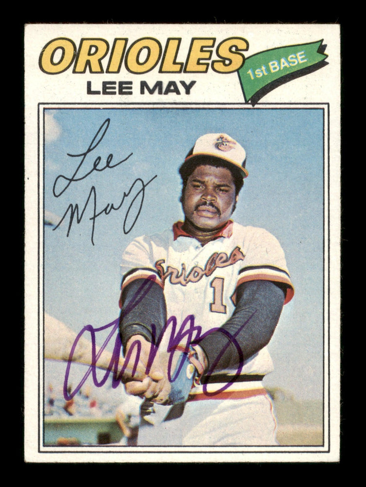 Lee May Autographed 1977 Topps Card #380 Baltimore Orioles SKU #205144 - RSA