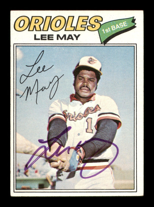 Lee May Autographed 1977 Topps Card #380 Baltimore Orioles SKU #205145 - RSA