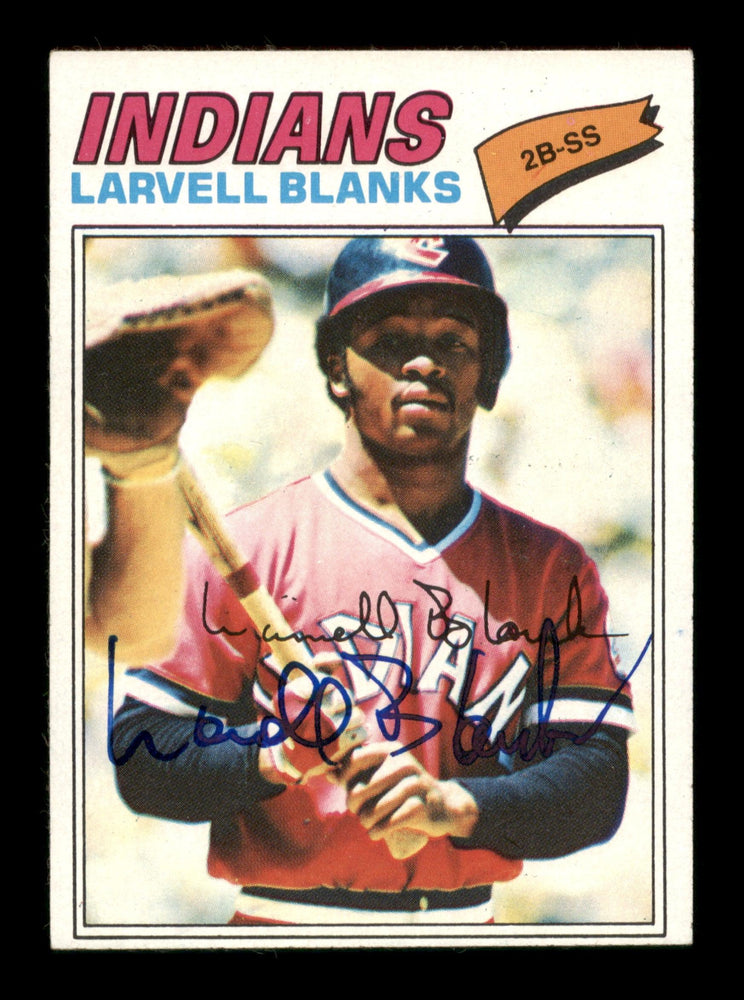 Larvell Blanks Autographed 1977 Topps Card #441 Cleveland Indians SKU #205177 - RSA
